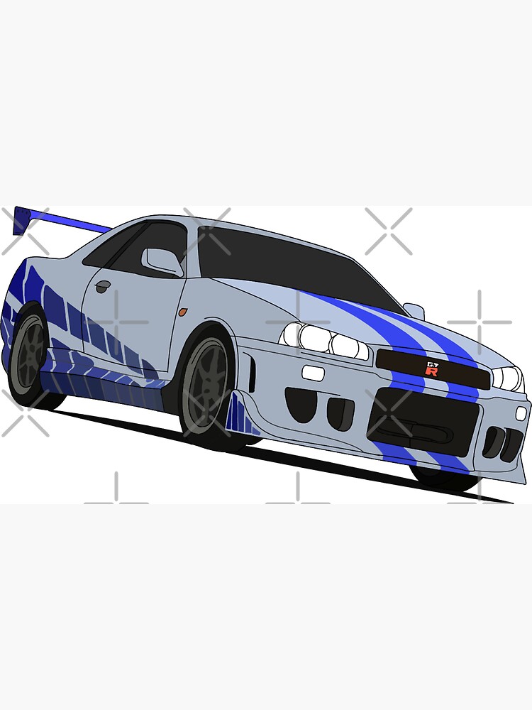 nissan skyline gtr r34 fast and furious sticker Magnet by d0ct0rsnuggles7