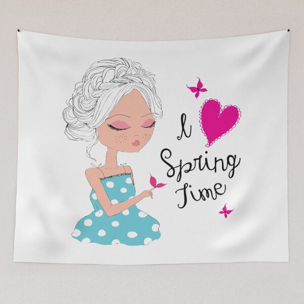 Item preview, Girls Love Spring Time Cute Girls Carton With Butterfly Design designed and sold by topdesignarts.