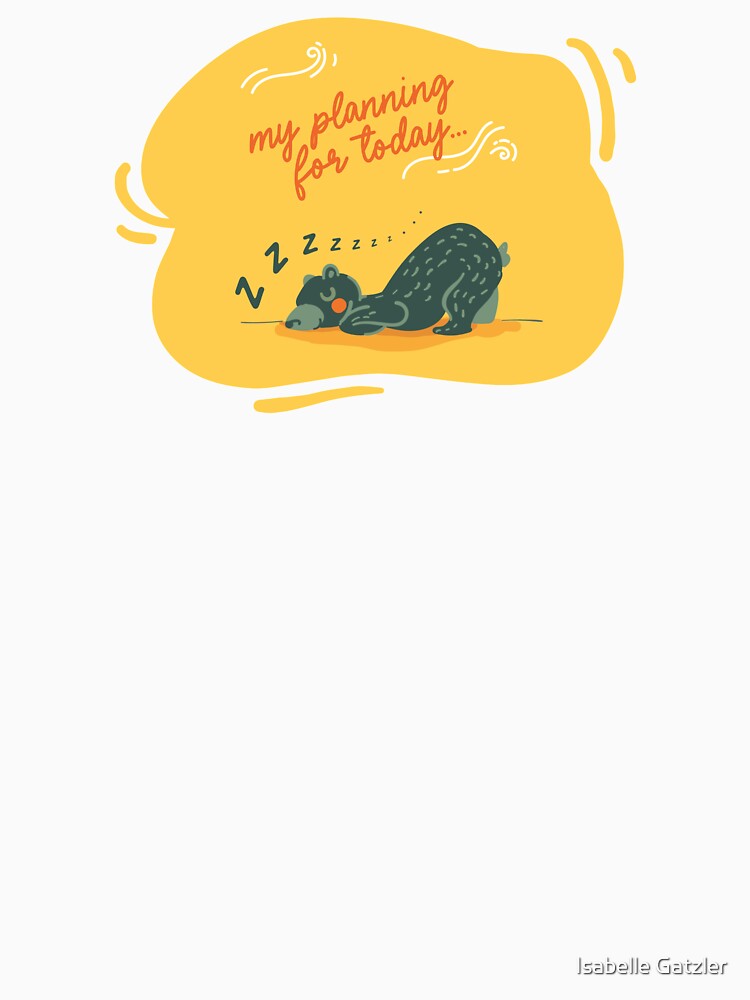 Aperçu 7 sur 7. T-shirt classique avec l'œuvre Petit ours vert qui dort créée et vendue par igatzler.