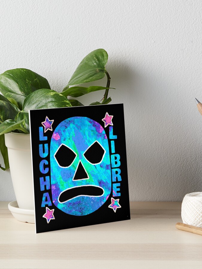 Lucha Libre 4 Stars (Blue) - original acrylic and spray paint work on  10x10 canvas | Art Board Print