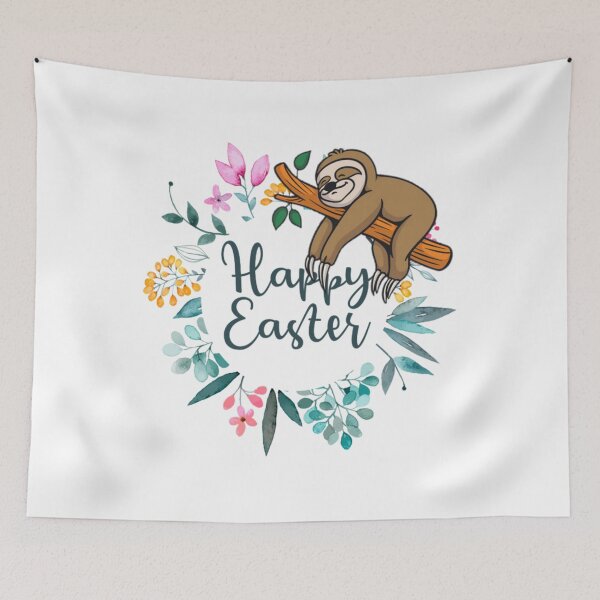 Item preview, Easter and sloth masks, easter and sloth amazing dress, easter and sloth shirts for adults and kids, easter and sloth shower curtains, easter and sloth mugs, easter and sloth phone cases   designed and sold by Poussyarts.