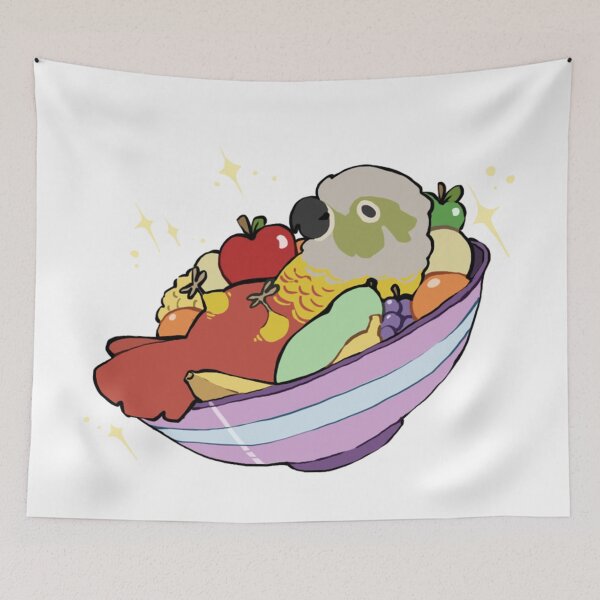 Item preview, Cute Green Cheek Conure Fruit Bowl designed and sold by Alice Cheng.