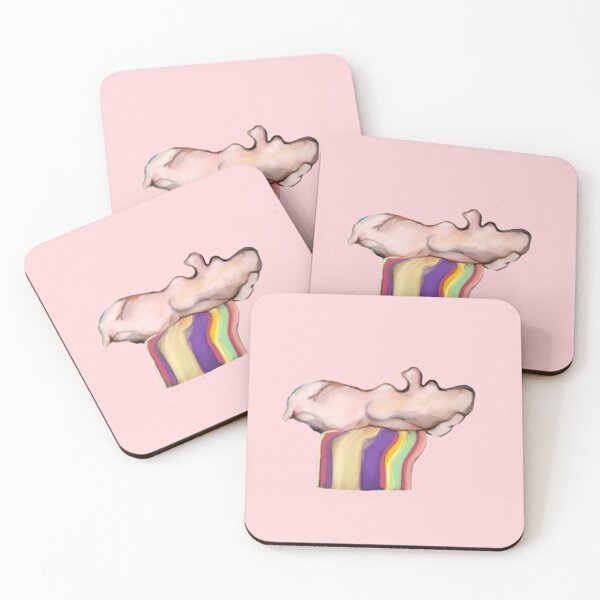 Item preview, Rainbow colors cloud pink background  designed and sold by colorfullart111.