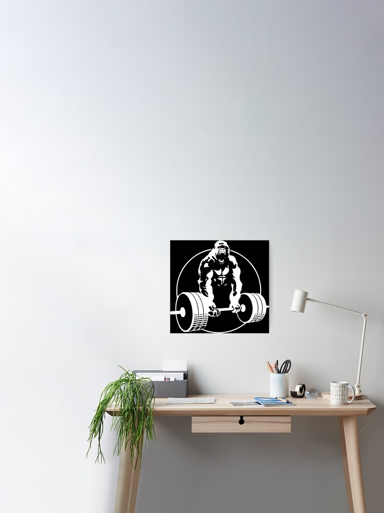 Gorilla Weightlifting in Fitness Gym Poster Print, Wall Art, Home