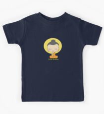 Little Buddha - black background & yellow writing Kids Tee