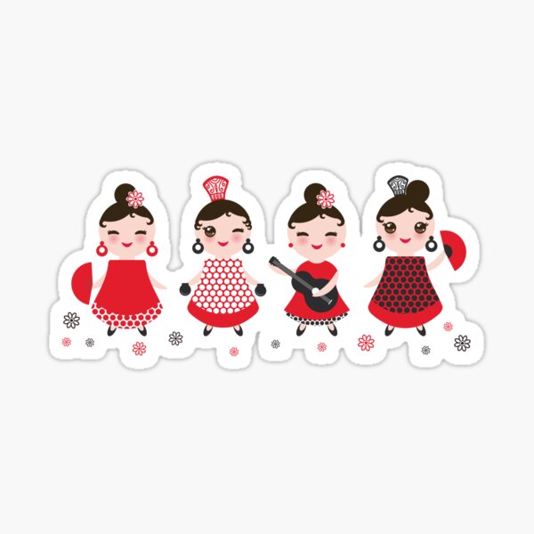 Flamenco girls with fans and guitars Sticker