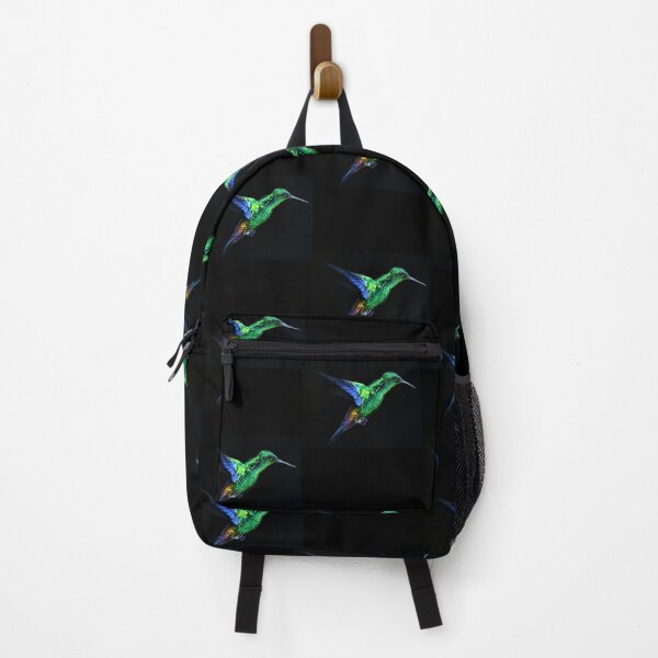 Item preview, Hummingbird blue and green colours on black background designed and sold by hoober24.