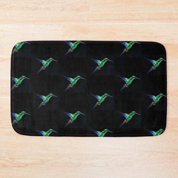 Item preview, Hummingbird blue and green colours on black background designed and sold by hoober24.
