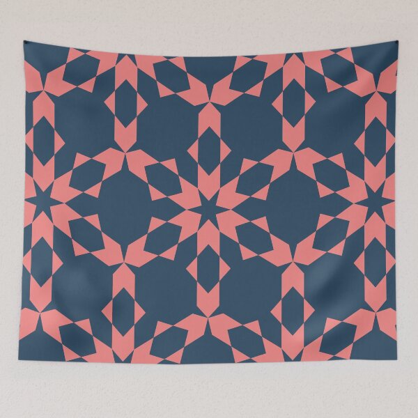 Item preview, Pink and Navy Geometric Snowflake Pattern designed and sold by sarabethtextile.
