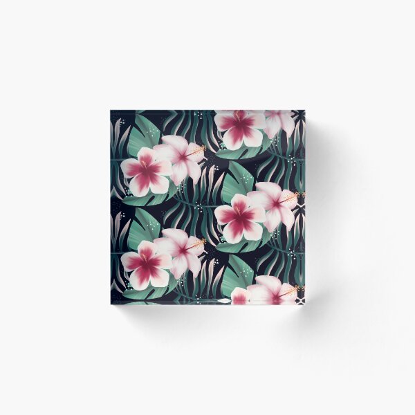 Aperçu de l'œuvre Hawaiian Hibiscus Pretty in Pink and Teal (foncé) créée et vendue par JMarieCreates.