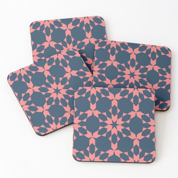 Item preview, Pink and Navy Geometric Snowflake Pattern designed and sold by sarabethtextile.