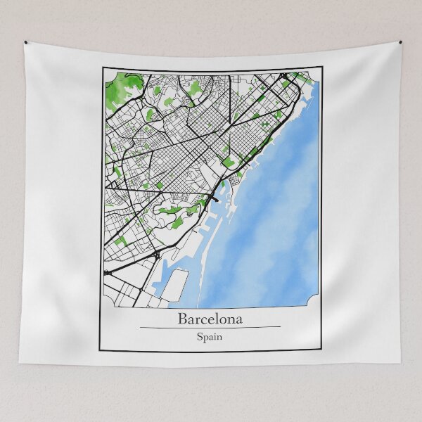 Item preview, Watercolor Art Map of Barcelona, Spain designed and sold by Mount-Molehill.