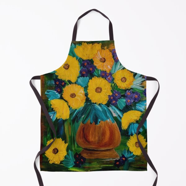 Item preview, Sunflowers and mixed flowers in gold vase designed and sold by kkartwork.