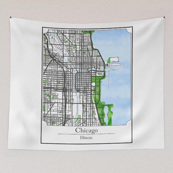Item preview, Watercolor Art Map of Chicago, Illinois designed and sold by Mount-Molehill.