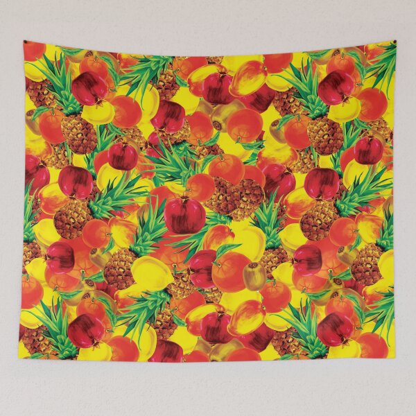 Item preview, pop art, drawing, fun, colorful, streets, color, fruit, peach, pineapple, raisins, plum designed and sold by AstralUnicorn.