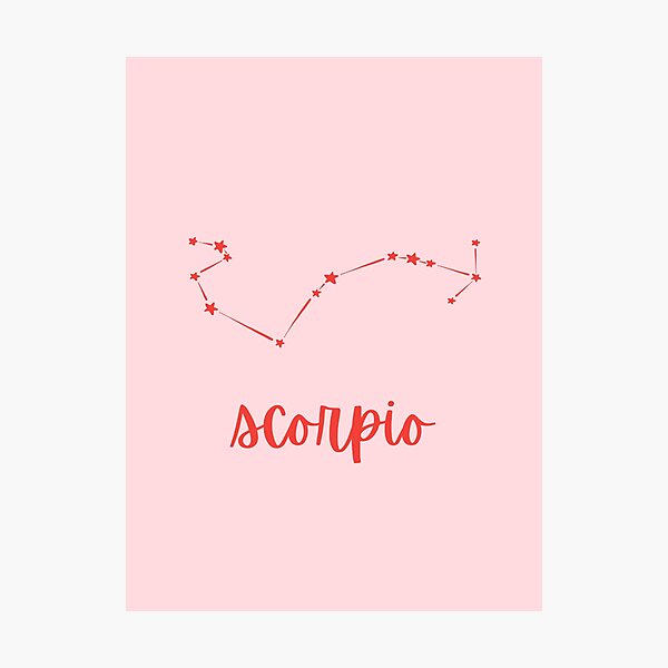 minimalist scorpio constellation in red and pink Photographic Print