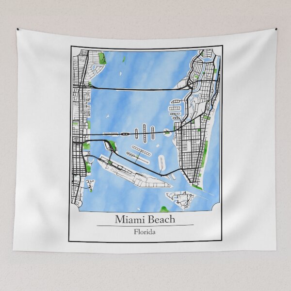 Item preview, Watercolor Art Map of Miami Beach, Florida designed and sold by Mount-Molehill.