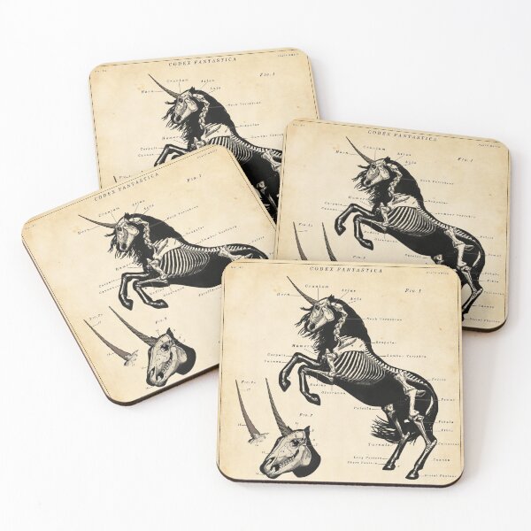 Item preview, Unicorn Skeleton - Vintage Illustrated Poster designed and sold by IconicDigital.