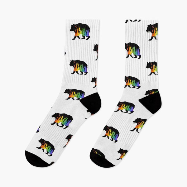 Item preview, Silhouette polar bear, rainbow landscape designed and sold by RikkyTeesPride.