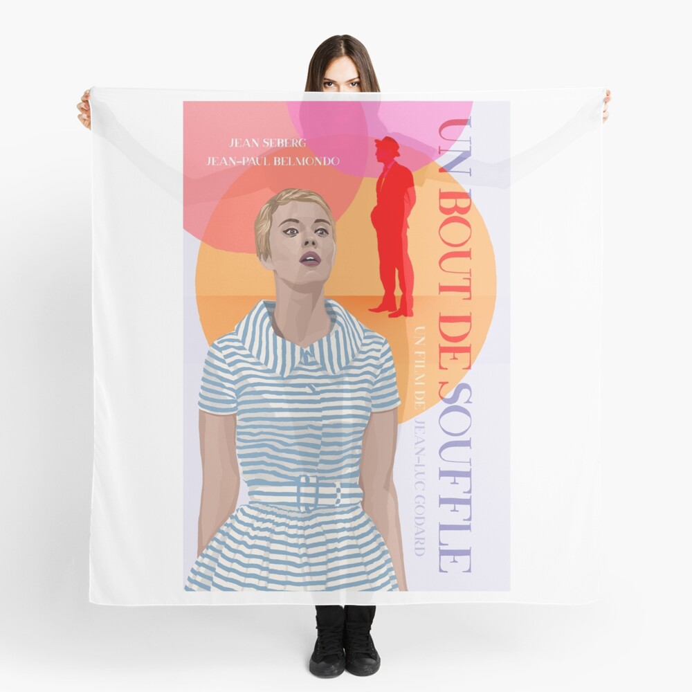 A Bout De Souffle Jean Luc Godard Jean Seberg Alternative Movie Poster Scarf By Cwayers Redbubble