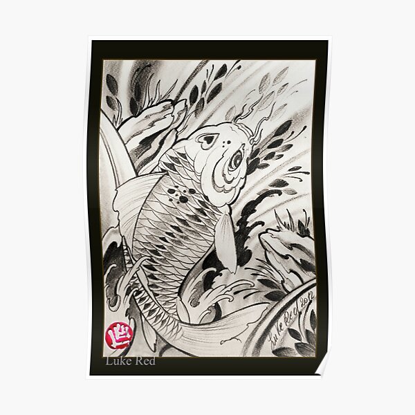 koi fish by Luke Red Poster