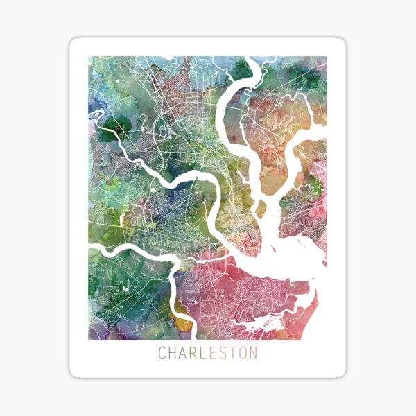 “Charleston Map Watercolor by Zouzounio Art” Sticker for Sale by