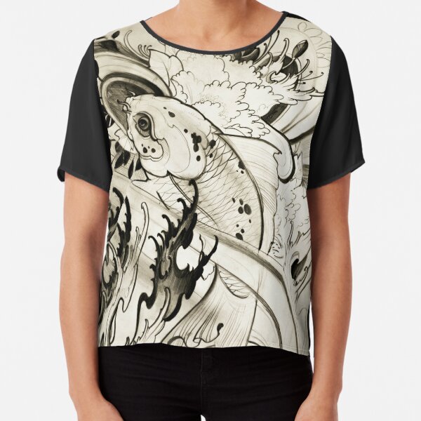 koi fish by Luke Red Chiffon Top