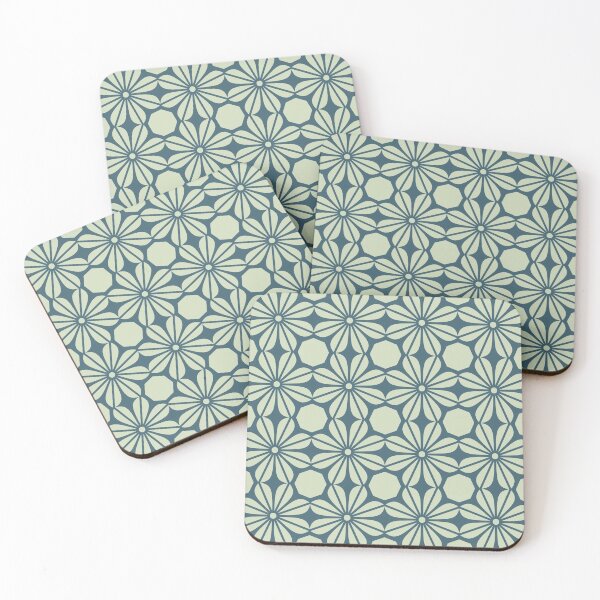 Item preview, Green/Blue Geometric Flowers designed and sold by sarabethtextile.