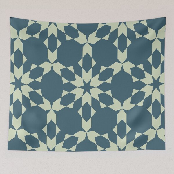 Item preview, Blue/Green Geometric Snowflake Pattern designed and sold by sarabethtextile.