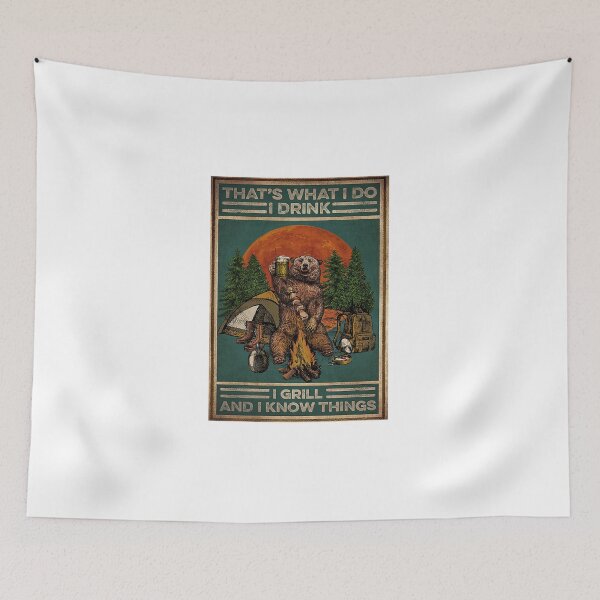 Item preview, Bear That's What I Do I Drink Beer I Grill And I Know Things Blood Moon Poster designed and sold by Wincenty-03.