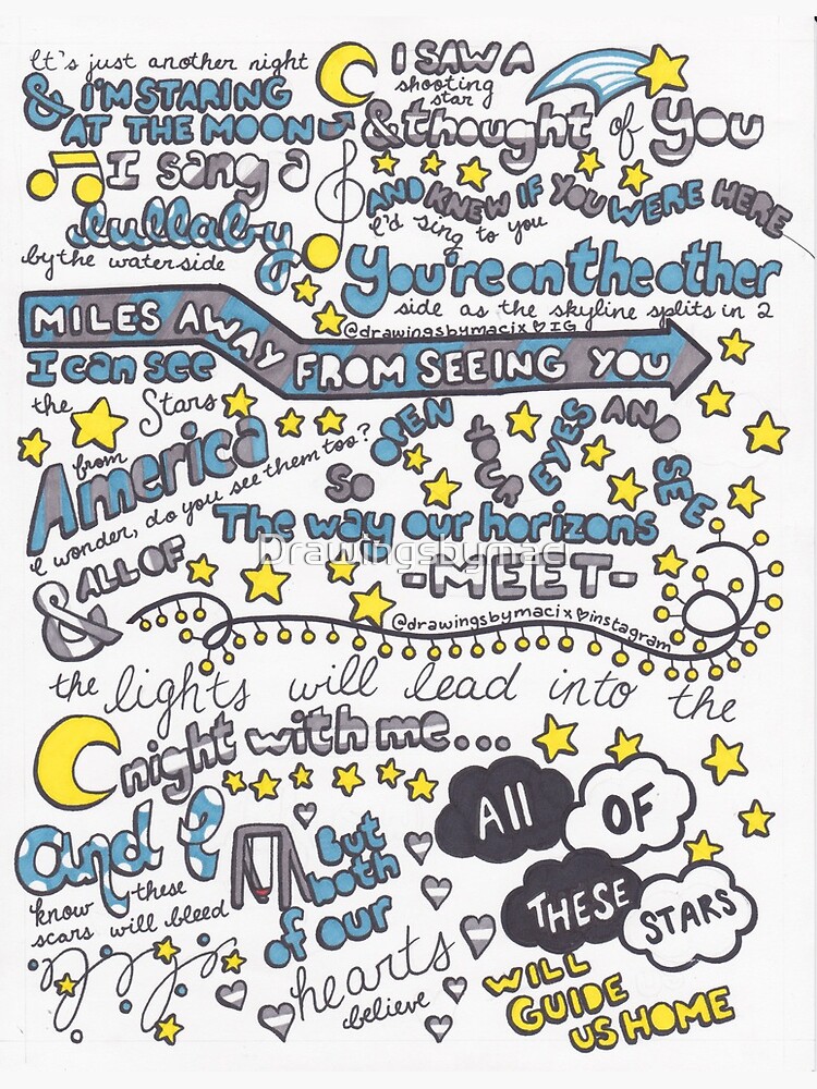  all of the stars lyrics art print by drawingsbymaci redbubble