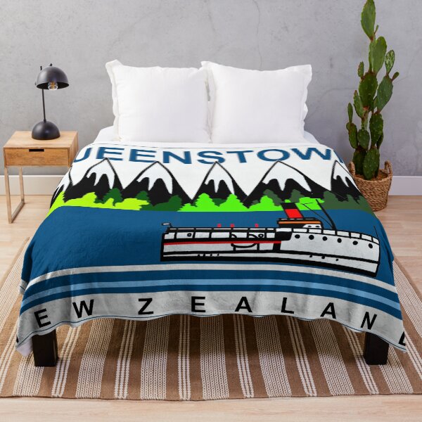 Item preview, Stylish Queenstown New Zealand artwork with lake steamer designed and sold by Al Benge.