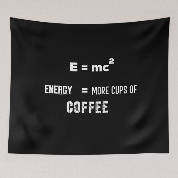 Artikelvorschau, E = mc Energy = Mehr Tassen Kaffee !! Auf schwarzem Hintergrund entworfen und verkauft von UncleStuScience.