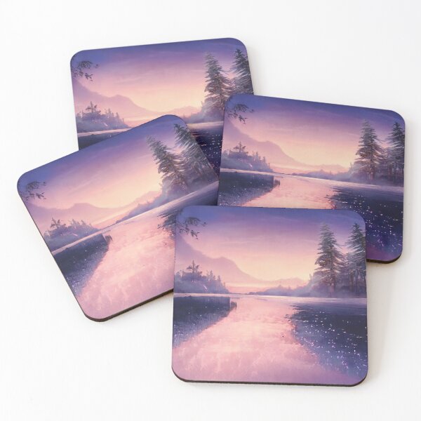 Item preview, View of a mountain lake at dusk with a blue sky designed and sold by amithachapa.