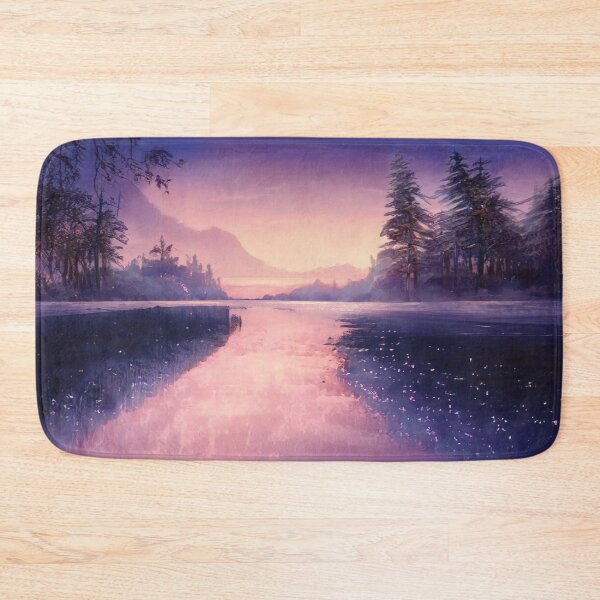 Item preview, View of a mountain lake at dusk with a blue sky designed and sold by amithachapa.