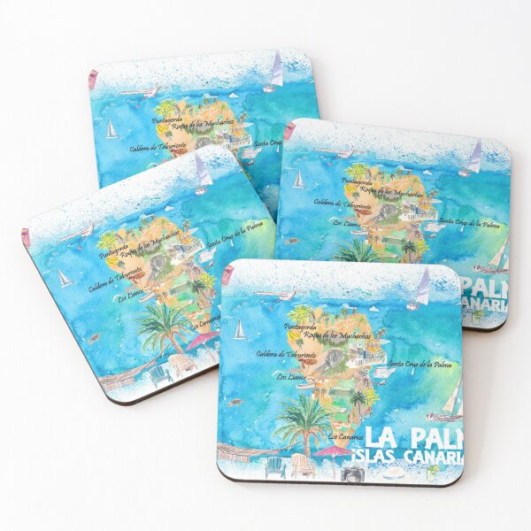 Item preview, La Palma Illustrated Travel Map with Roads and Highlights designed and sold by artshop77.