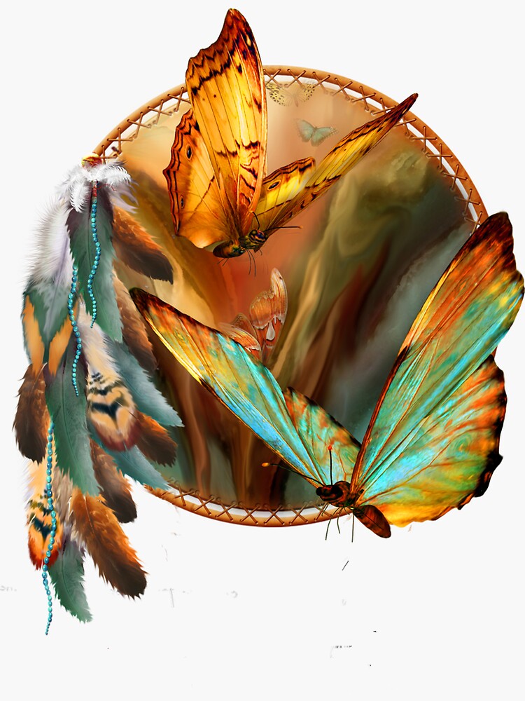 "Dream Catcher Spirit Of The Butterfly" Sticker for Sale by