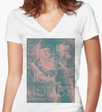 Drop Bass Not Bombs (Vintage) Women's Fitted V-Neck T-Shirt