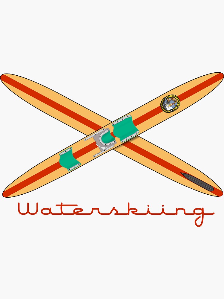 "Classic Wooden Water Skis" Sticker for Sale by TheTeeCat Redbubble