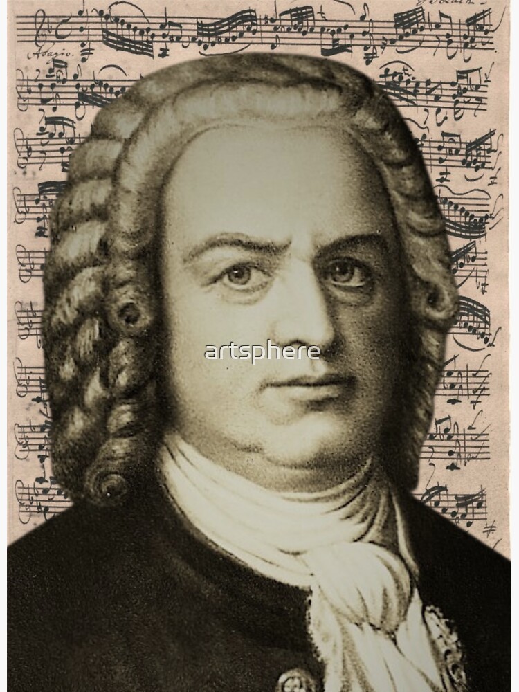 Composer Johann Sebastian Bach ~ Portrait w/ Bach Autograph Manuscript by artsphere