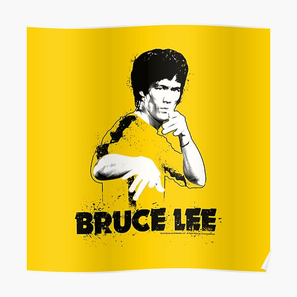 Kung Fu Bruce Lee Style Fly Kick Logo Poster By Mrsupicku Redbubble