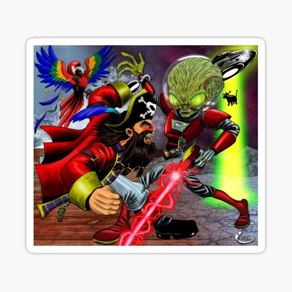 Pirate vs Alien Sticker