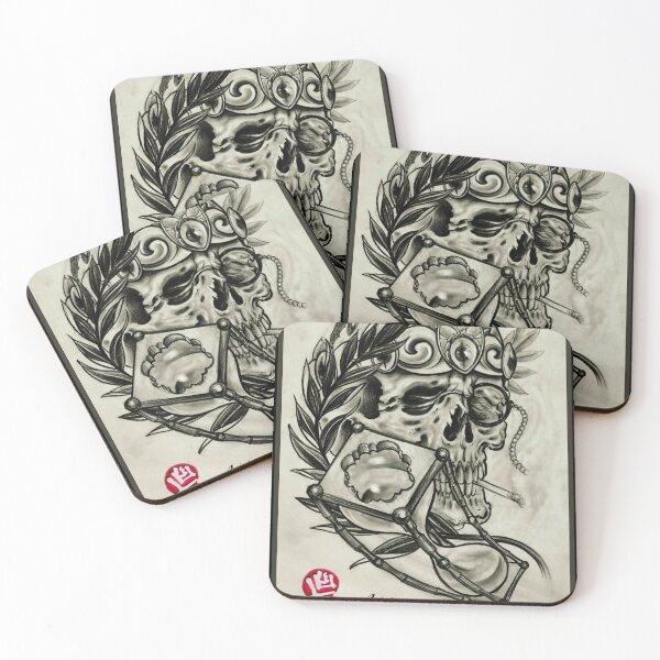 Item preview, Skull with laurel and hourglass  Luke Red designed and sold by lukeredtattoo.
