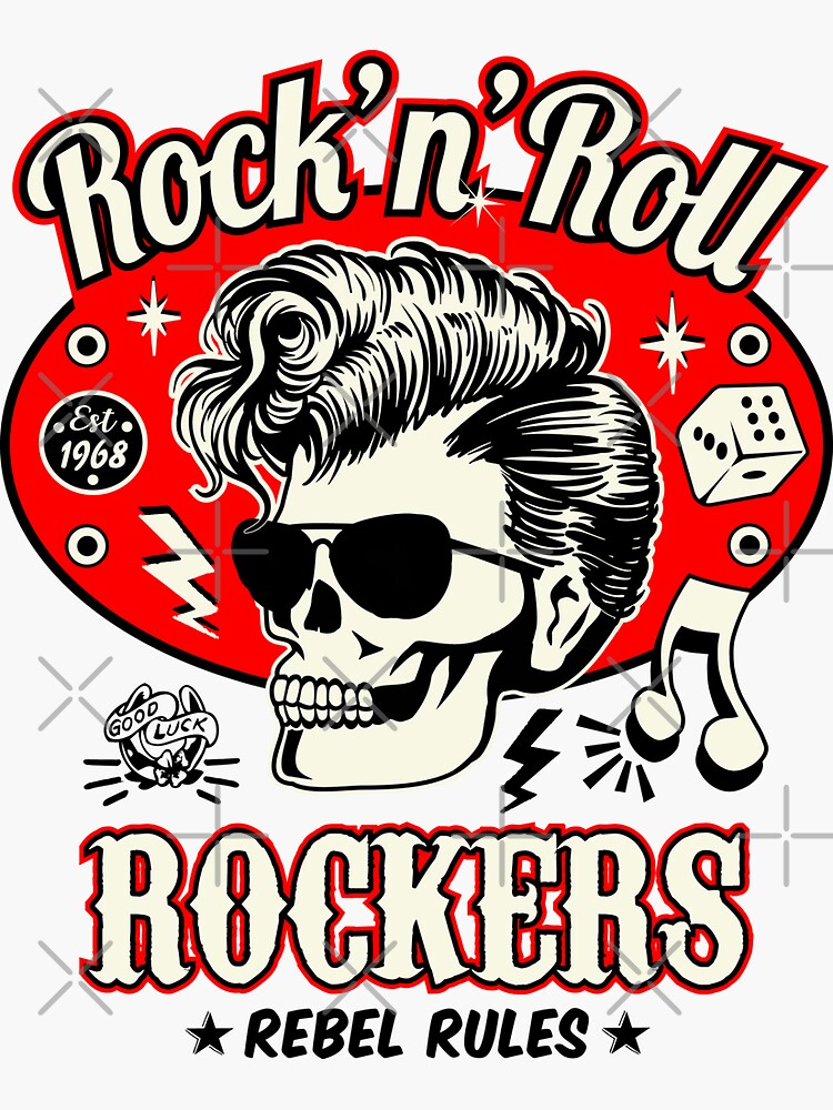 Sticker Rock n Roll Red White and Black Sticker by MemphisCenter