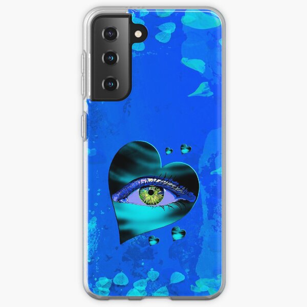 Legakulie Herz Auge Blütenblätter türkis blau Samsung Galaxy Flexible Hülle
