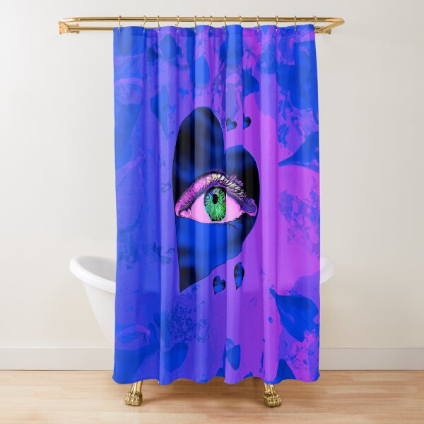 Legaculia heart eye petals blue pink Shower Curtain