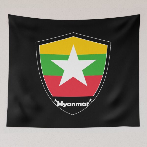 Item preview, Myanmar Flag Badge designed and sold by Gina-Driada.