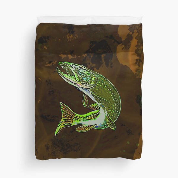 Legaculia pike brown green Duvet Cover