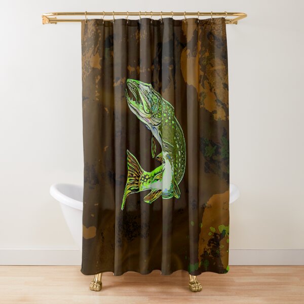 Legaculia pike brown green Shower Curtain