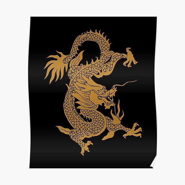 Poster Goldener Drache Redbubble